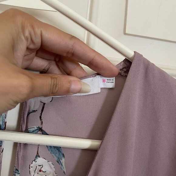 LUSH Mini Wrap Dress Purple Floral Cottagecore XS - Picture 11 of 11